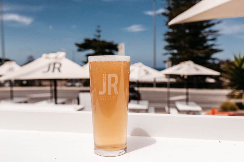 A Jetty Road Brewery beer in their new Lorne beer garden.