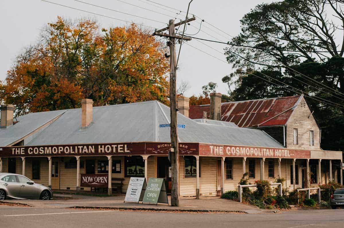 External view of the Cosmopoilitan Hotel in Trentham.