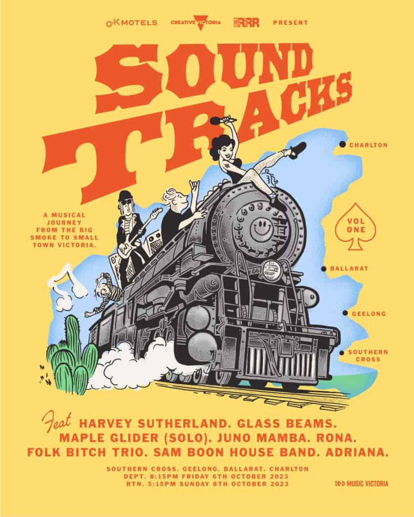 The line up of musical acts at SOUND TRACKS in Charlton, Victoria.